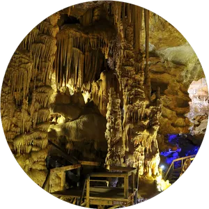 Stalactite Studded Cave Interior PNG image