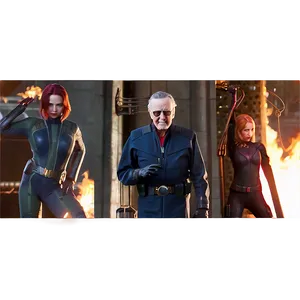 Stan Lee And Black Widow PNG Ggg PNG