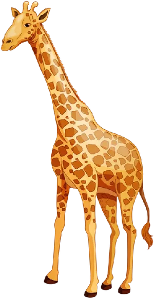Standing Giraffe Cartoon Illustration PNG image