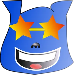 Star Eyed Blue Face Emoji PNG image