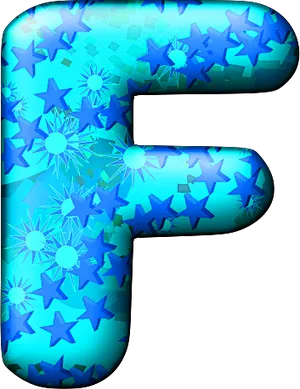 Star Patterned Blue Letter F PNG image