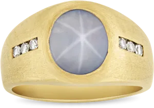 Star Sapphire Gold Ringwith Diamond Accents PNG image