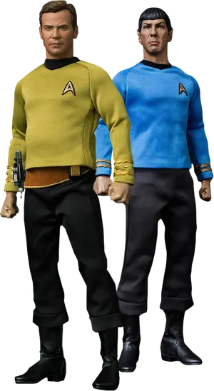 Star Trek Action Figures Captain Kirkand Spock PNG image