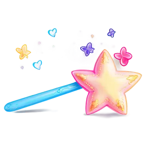 Star Wand With Hearts PNG 92