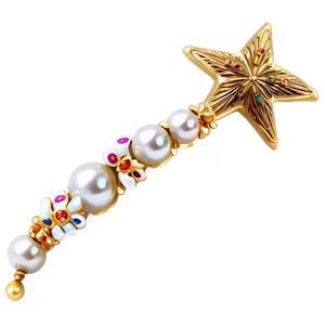 Star Wand With Pearls PNG 40