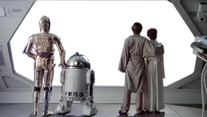 Star Wars Characters Looking Out Spacecraft Window PNG image