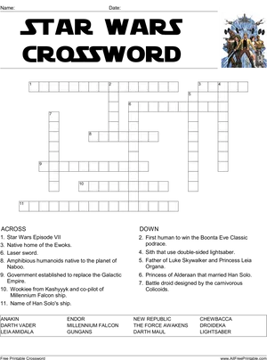 Star Wars Crossword Puzzle PNG image