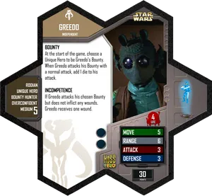 Star Wars Greedo Character Card PNG image