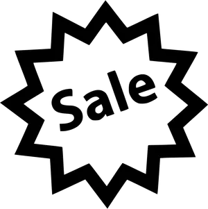 Starburst Sale Sign Blackand White