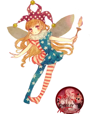 Starry Fairy Anime Art PNG image