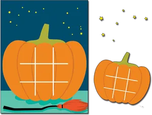Starry Night Pumpkins Illustration PNG image