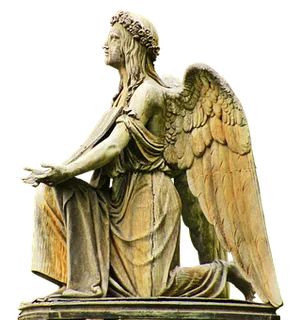 Statueof Angelwith Wreathand Open Book PNG