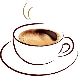 Steaming Coffee Cup Artistic Design PNG image