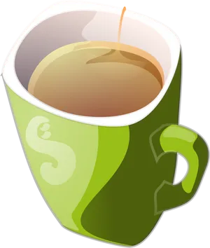 Steaming Green Tea Cup Graphic