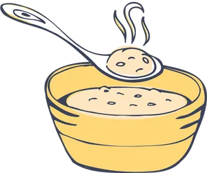 Steaming Oatmeal Bowl Cartoon PNG image