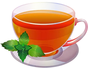Steaming Tea Cupwith Mint Leaves