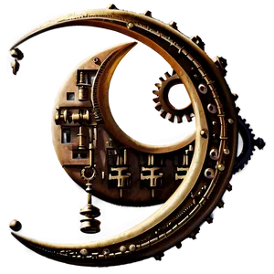 Steampunk Crescent Moon PNG Alp44
