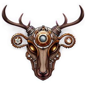 Steampunk Deer Head Design PNG 06212024