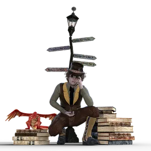 Steampunk Thinkerat Crossroads PNG image