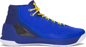 Steph Curry Blueand Yellow Basketball Shoe PNG image