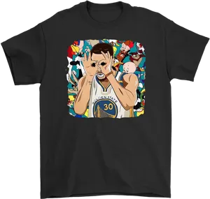 Steph Curry Celebration Cartoon Tshirt