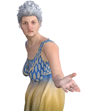 Stern Grandmother3 D Character PNG image