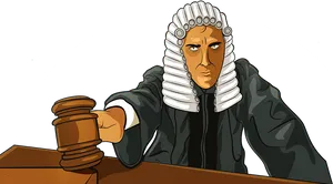 Stern Judge With Gavel PNG image