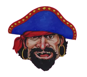 Stern Pirate Cartoon Illustration PNG image