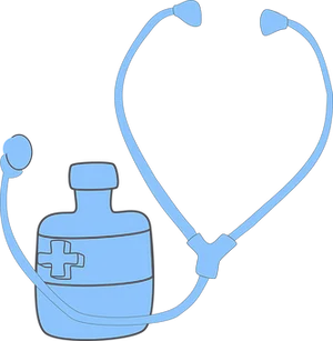 Stethoscopeand Medicine Bottle Graphic PNG