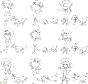 Stick Figure Girland Dog Interactions