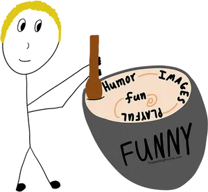 Stick Figure Stirring Funny Cauldron PNG image