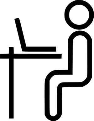 Stick Figure Studyingat Desk PNG