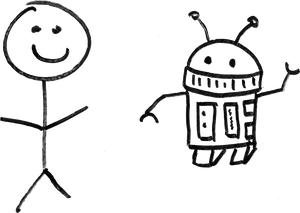 Stick Figureand Robot Drawing PNG image