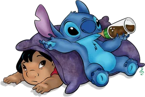 Stitchand Friend Relaxing PNG image