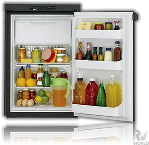 Stocked Single Door Refrigerator Interior PNG image