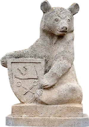 Stone Bear Sculpturewith Crest PNG image