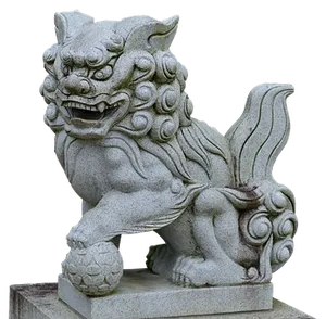 Stone Lion Statue Guardian Sculpture PNG image