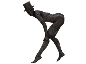 Stone Texture Female Figurewith Top Hat