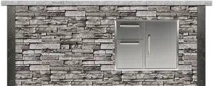 Stone Wallwith Metal Door PNG image