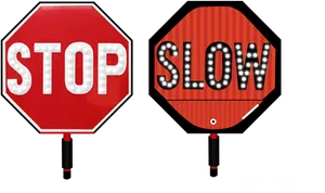 Stop_and_ Slow_ Signs_ Day_ View PNG image