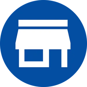 Storefront Icon Blue Circle Background