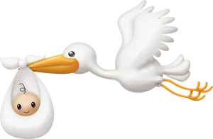 Stork Delivering Baby Emoji PNG image