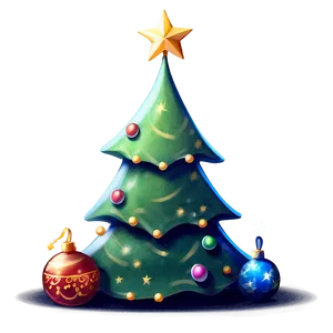 Storybook Cute Christmas Tree PNG Qfg