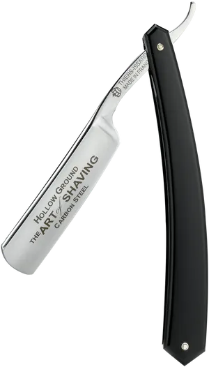 Straight Razor Black Handle PNG image