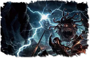 Stranger Things Battle Against Mind Flayer PNG