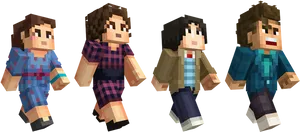Stranger_ Things_ Characters_ Minecraft_ Style PNG