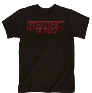 Stranger Things Logo Black T Shirt PNG