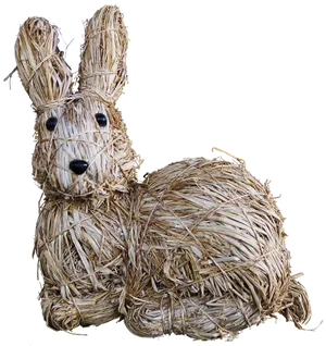 Straw Bunny Sculpture PNG image