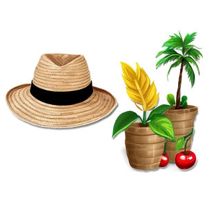 Straw Hat For Sun Protection PNG Baw PNG