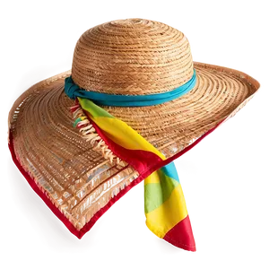 Straw Hat With Scarf PNG 91